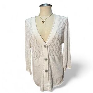 Kim Rogers Ivory Button-Up Cardigan